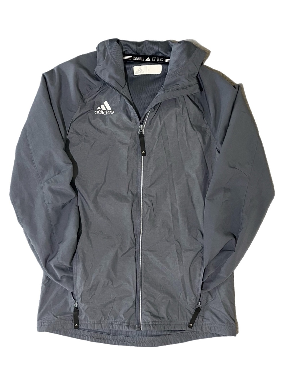 🪨 Adidas Hooded Windbreaker Jacket in Charcoal Gray | Men’s Sz XS